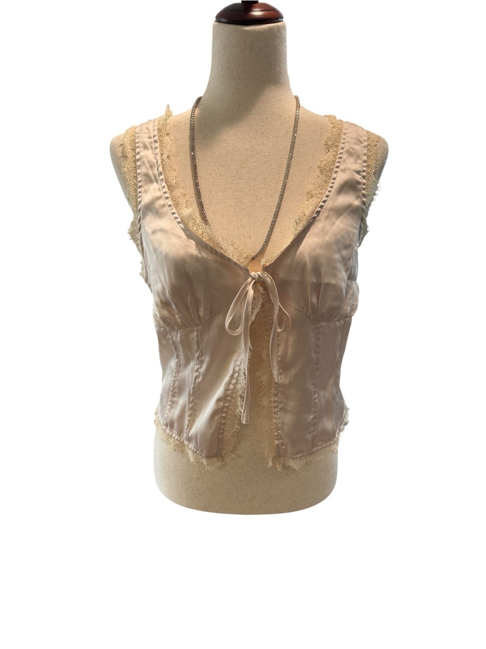 ONLY Cream Lace-Trim Satin Camisole 8